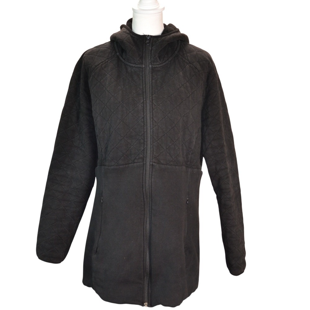 The‎ North Face Hooded Fleece Jacket Travel Winter Black Quilted Women's XL Cozy